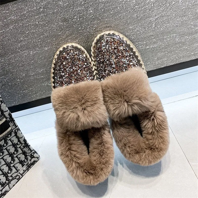 A Foot Pedal Shallow Single Autumn Winter Leisure Home Loafer Shoes Loose Cake Heel Thick Bottom Heel Plus Size Women’s Shoes