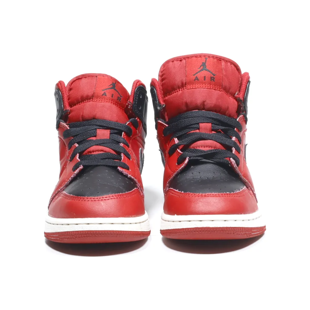 Air Jordan 1 Mid Reverse Bred Sneakers Leather Red Color For Kids
