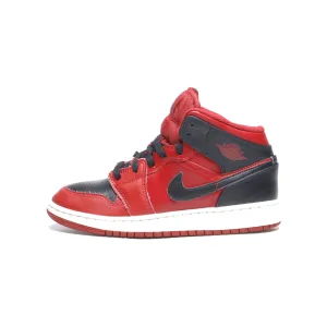 Air Jordan 1 Mid Reverse Bred Sneakers Leather Red Color For Kids