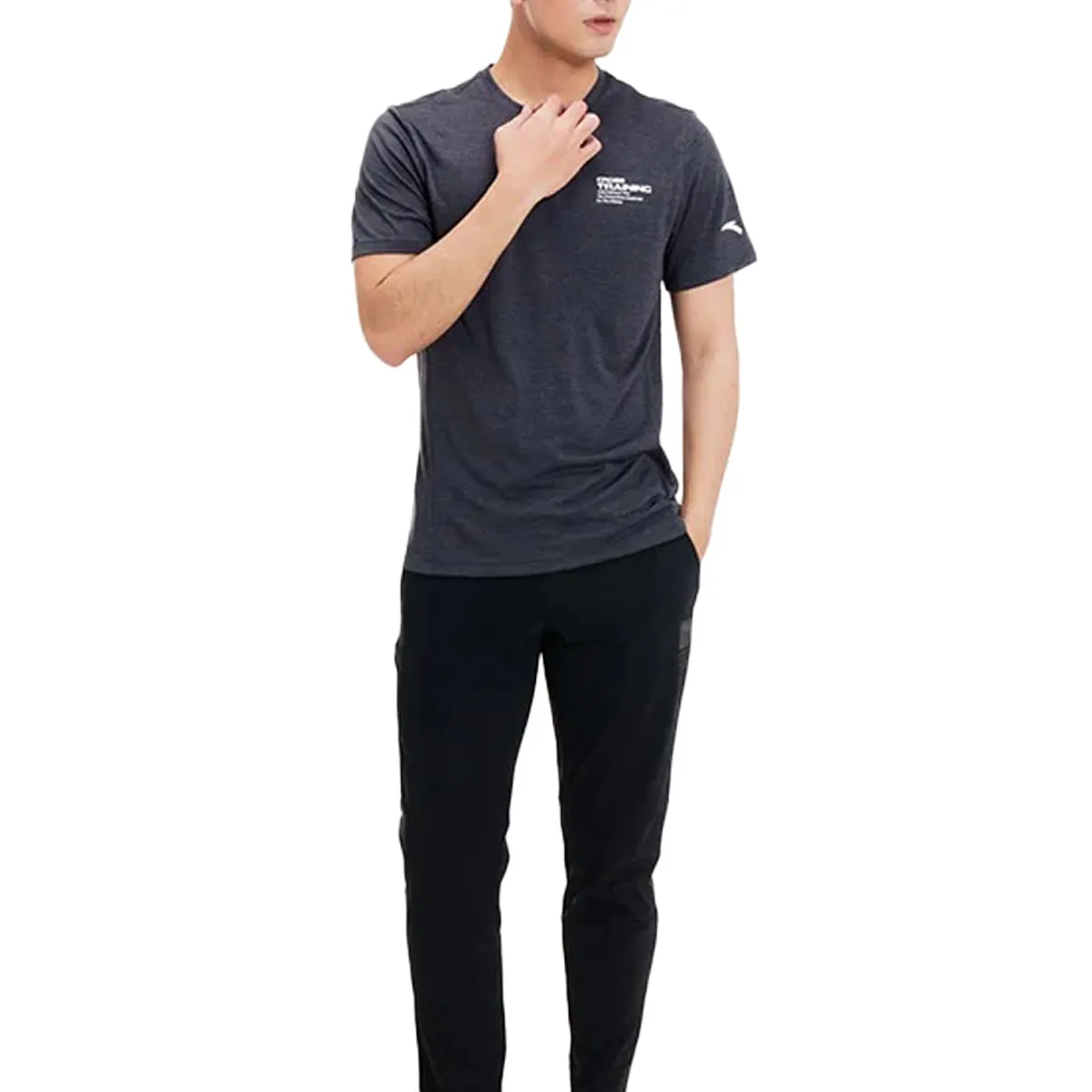 Anta Cross Training T-Shirt For Men, Black & Grey