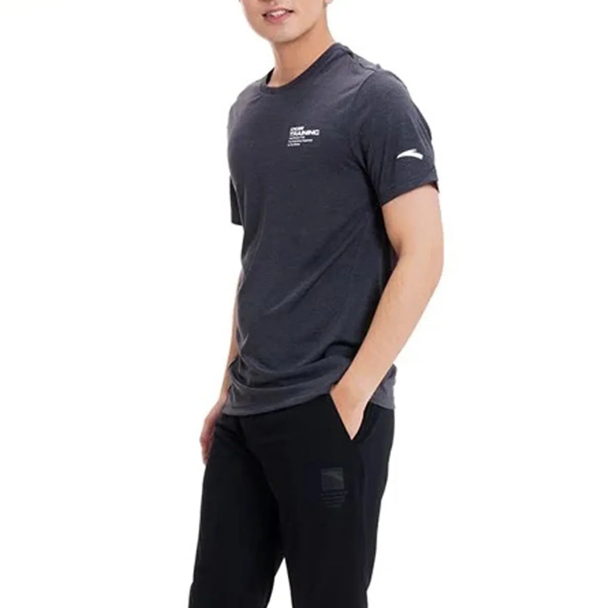 Anta Cross Training T-Shirt For Men, Black & Grey