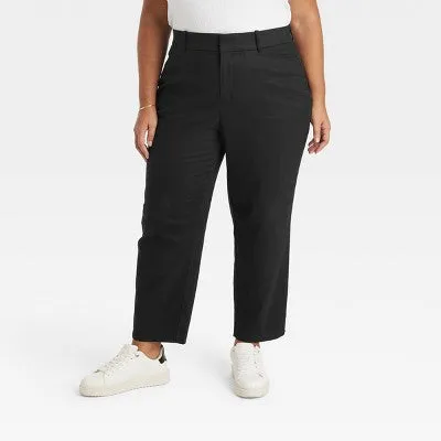 Ava & Viv Womens Plus High Rise Slim Fit Ankle Tapered Pants Midweight