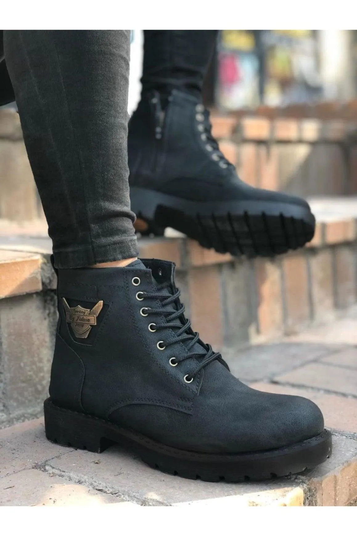 BA0080 Kartal Zippered Black Men's Classic Sports Classic Ankle Ankle Boots