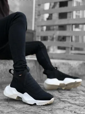 BA0401 Lace-Up Comfortable High Sole Black Men's Sports Half Ankle Boots