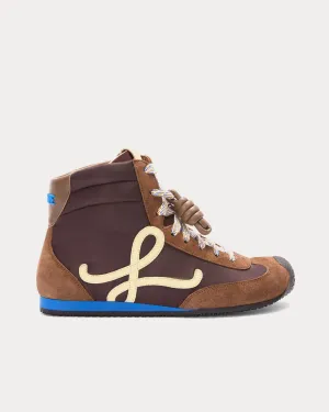 Ballet Runner 2.0 Nylon & Calfskin Brown / Yellow / Blue High Top Sneakers
