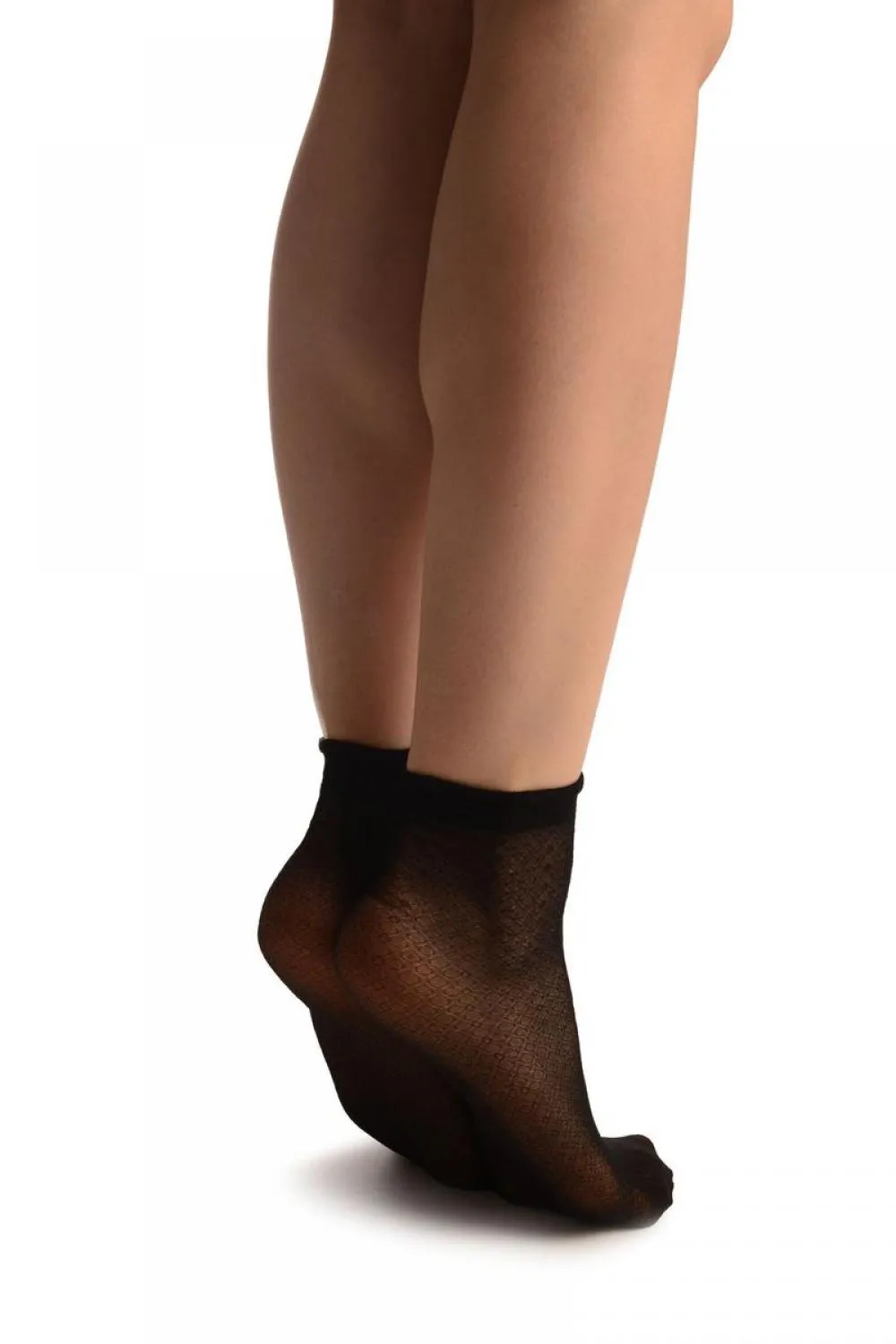 Black Woven 3D Mesh Ankle High Socks