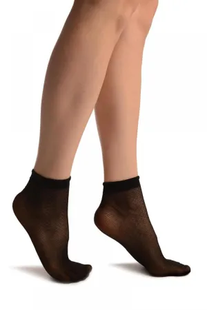 Black Woven 3D Mesh Ankle High Socks