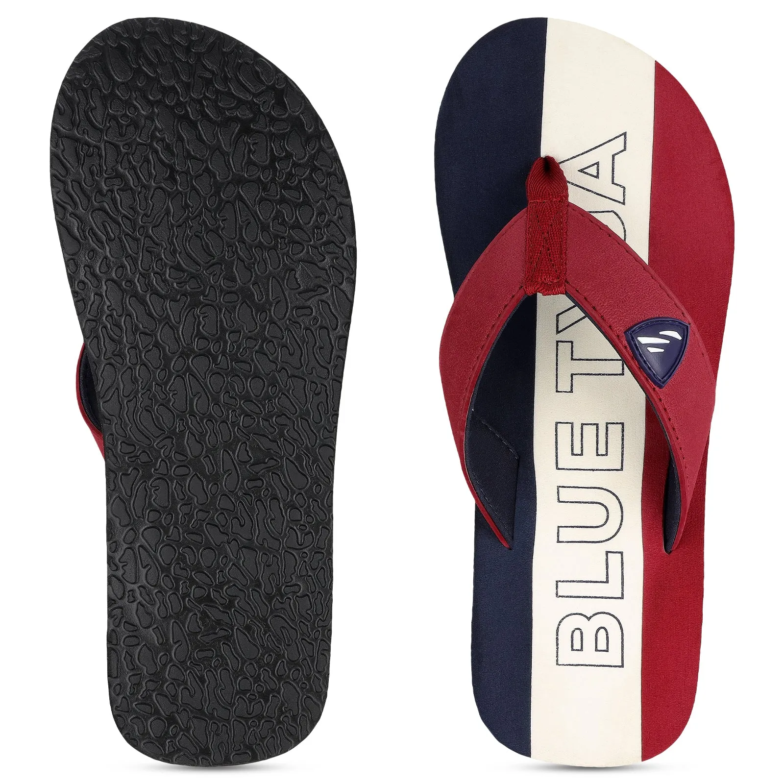 Blue Tyga Men's Flip Flop Thong  - BT4274 Maroon Blue