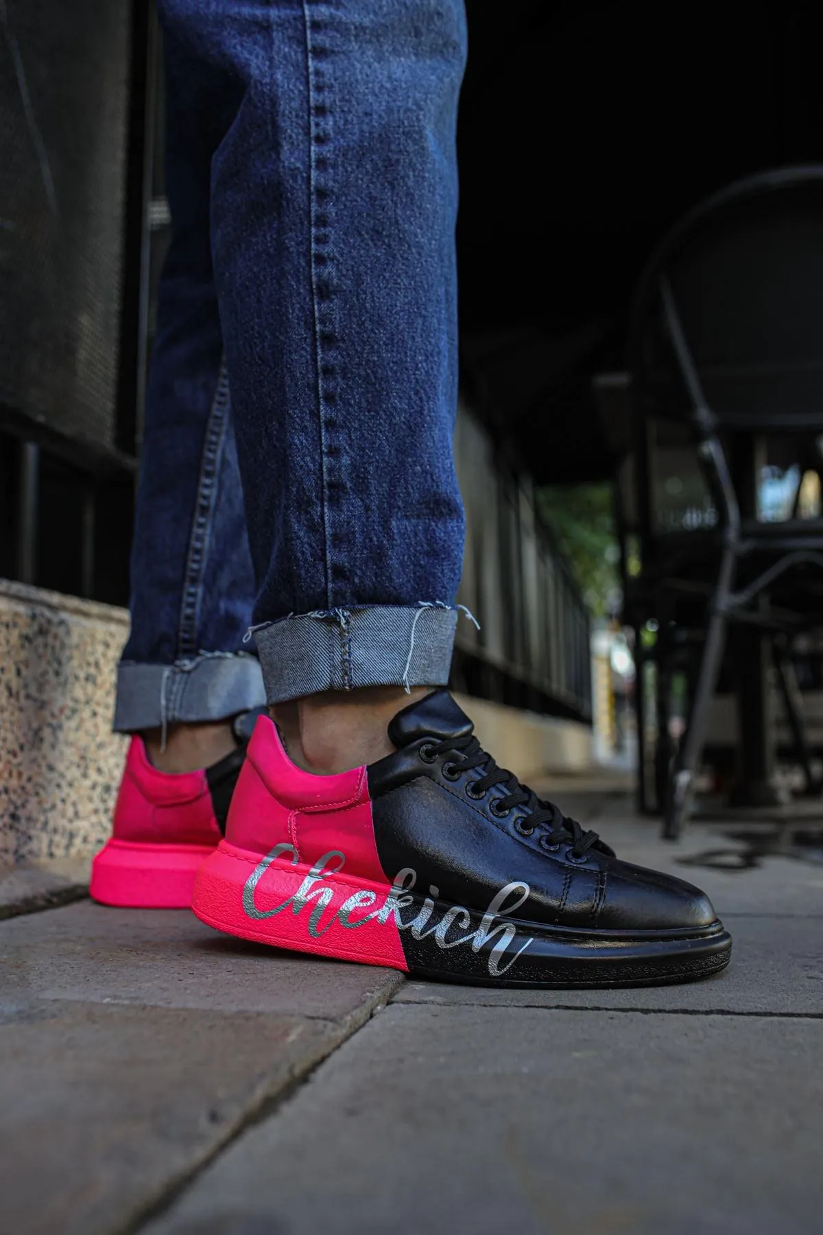 CH254 Men's Unisex Black-Pink Casual Sneaker Sports Shoes