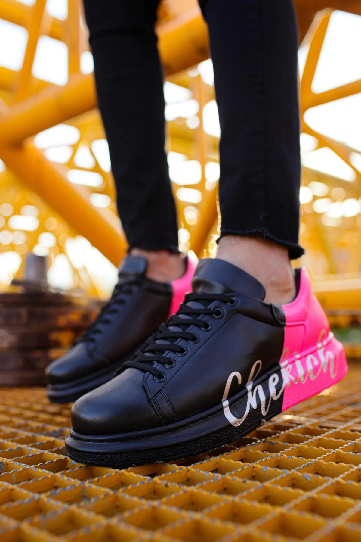 CH254 Men's Unisex Black-Pink Casual Sneaker Sports Shoes