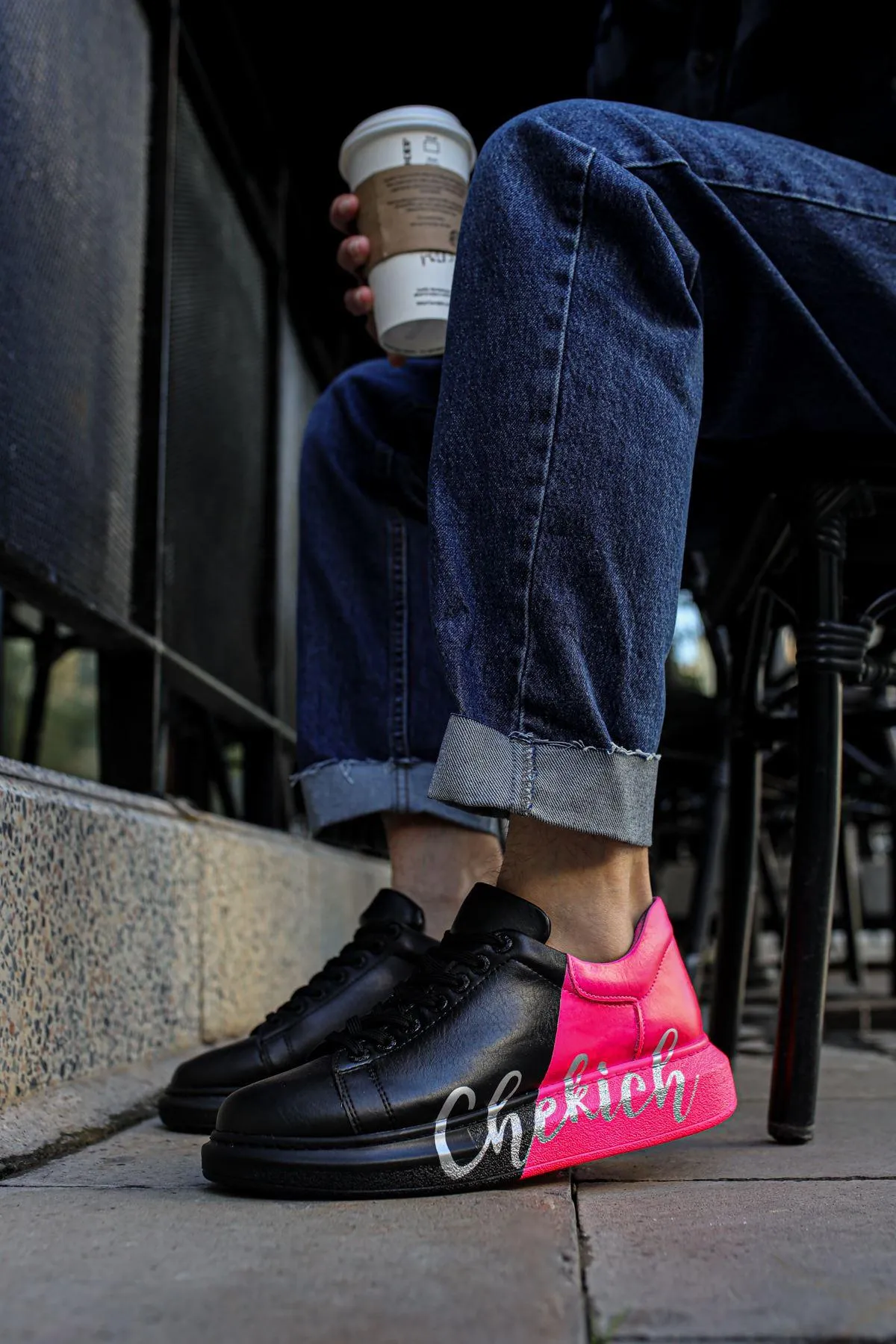 CH254 Men's Unisex Black-Pink Casual Sneaker Sports Shoes