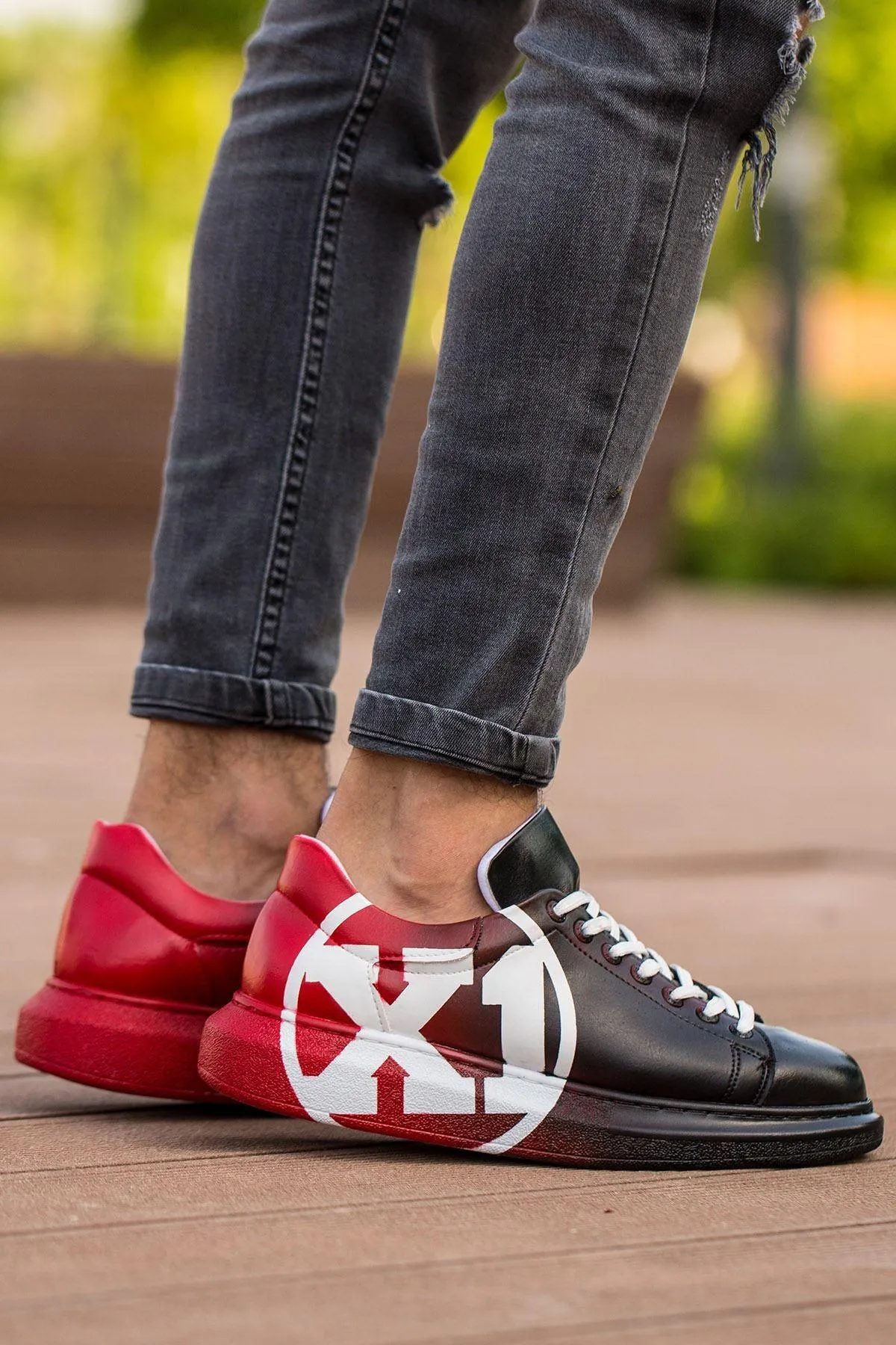 CH254 Men's Unisex Black-Red Casual Sneaker Sports Shoes
