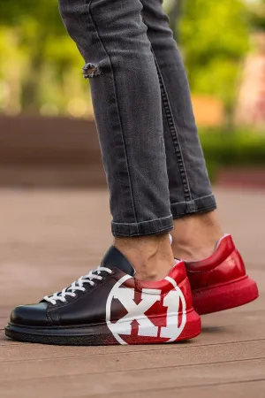 CH254 Men's Unisex Black-Red Casual Sneaker Sports Shoes