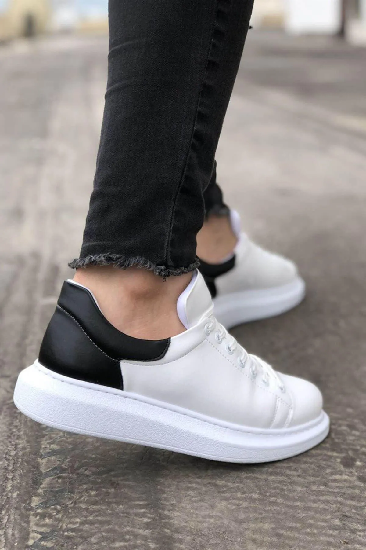 CH256 Men's Unisex White-Black Casual Sneaker Sports Shoes