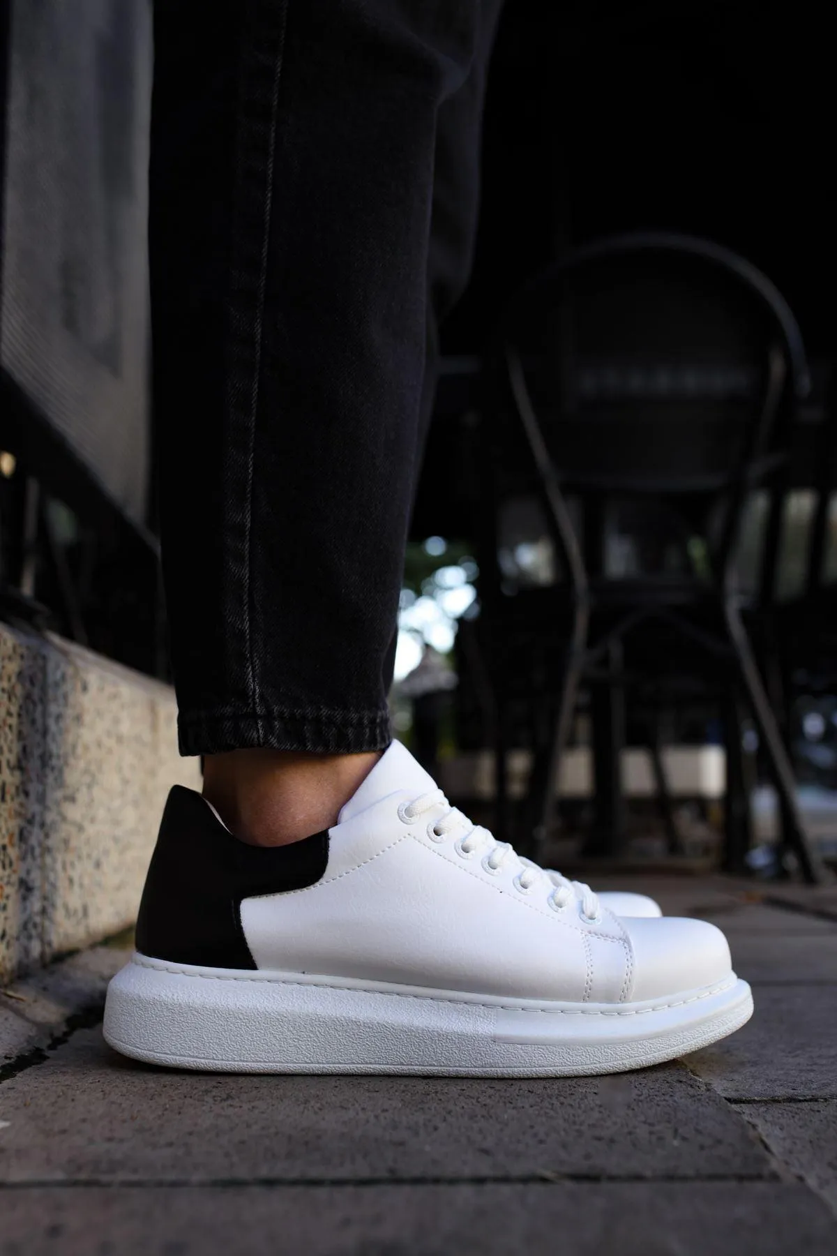 CH256 Men's Unisex White-Black Casual Sneaker Sports Shoes