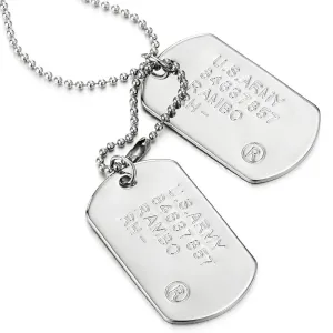 Classic Two-Pieces Mens Military Army Dog Tag Pendant Necklace with 28 inches Ball Chain