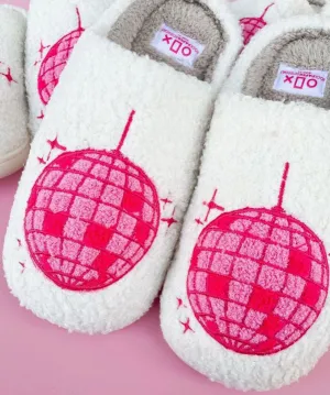 Disco Ball Slippers - White/Pink