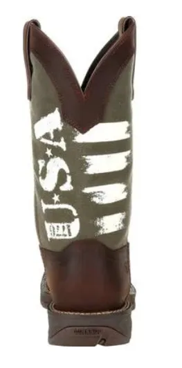 DURANGO MENS ARMY GREEN USA PRINT WESTERN BOOT STYLE DDB0313