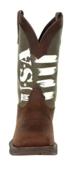 DURANGO MENS ARMY GREEN USA PRINT WESTERN BOOT STYLE DDB0313