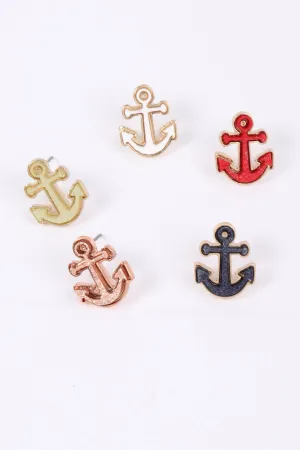 Ee0562 - Druzy Metal Anchor Post Earrings