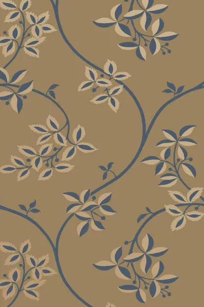 Farrow & Ball Wallpaper Ringwold BP1649 Midnight Blue / Caramel
