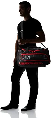 Fila Lasers Small Sports Duffel Bag Gym, Black/Red, One Size