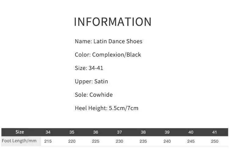 High Heel Latin Dance Shoes Satin Soft Sole Dance Shoes Practice Shoes