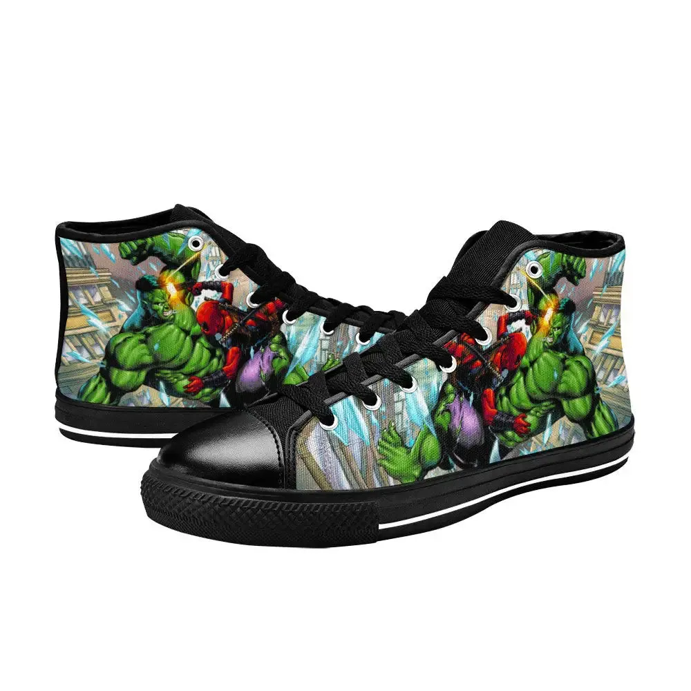 Hulk vs Deadpool Shoes High Top Sneakers for Kids and Adults