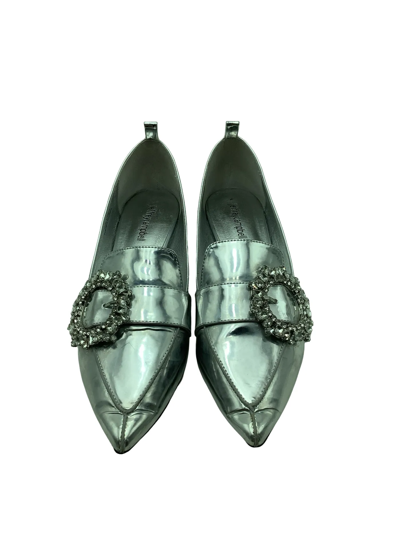 Jeffrey Campbell Women's Viona Loafers Silver Patent Leather Size: 9
