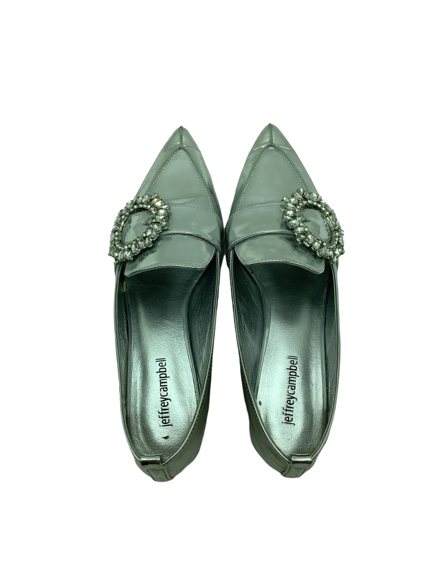 Jeffrey Campbell Women's Viona Loafers Silver Patent Leather Size: 9