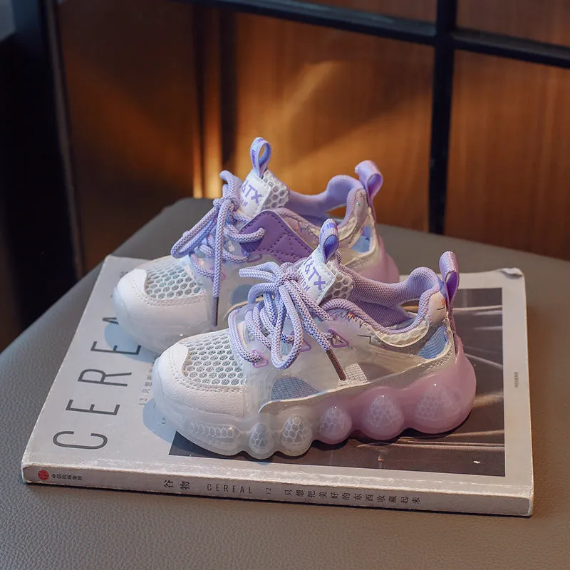 KAMAMES Children's Sports Sandals  Summer New Girls Hollow Mesh Surface Pump Beach Shoes Medium and Large Children's Casual Sandals