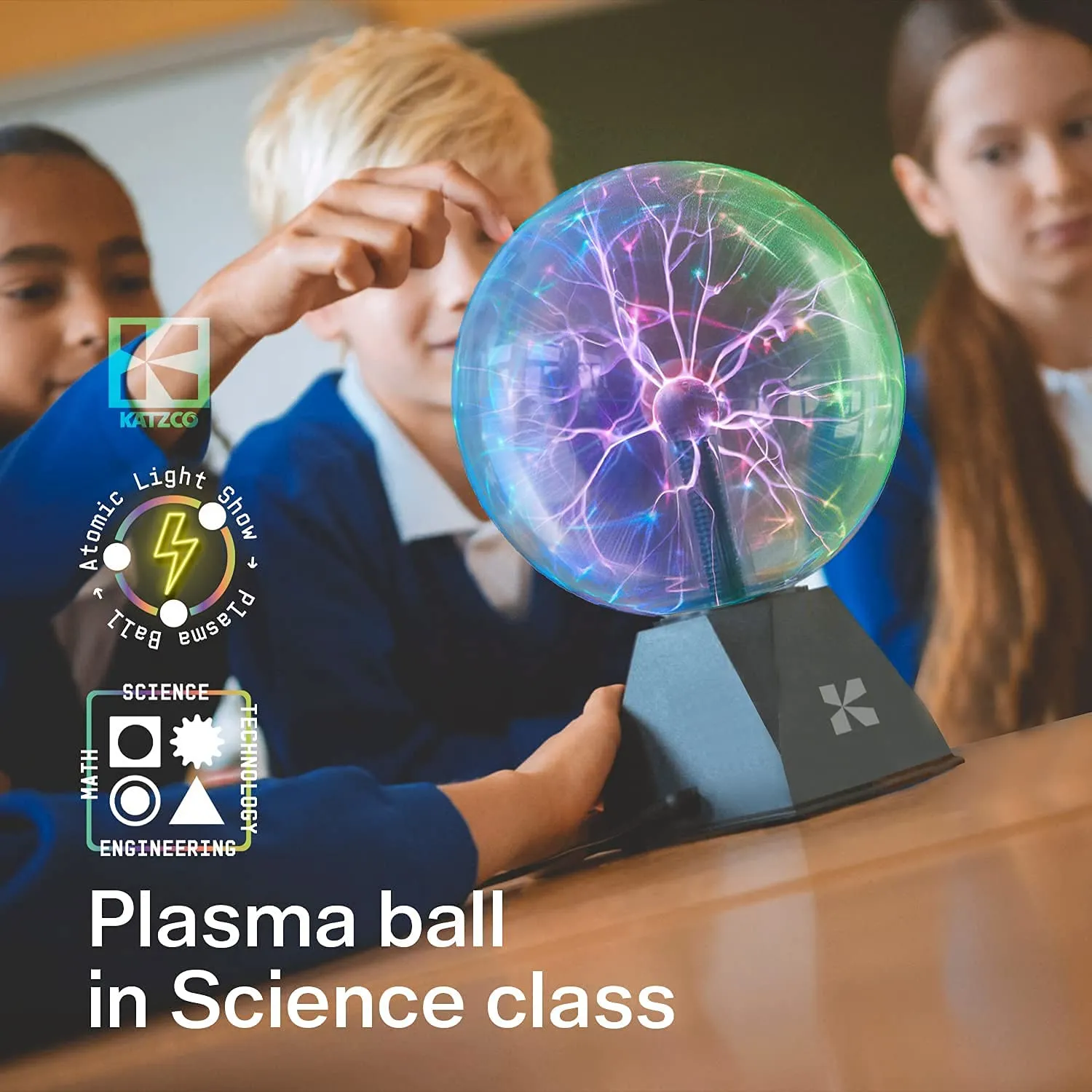 Katzco Plasma Ball - Scientific Set With A Lightning Charged Bulb - Nebula, Lightning