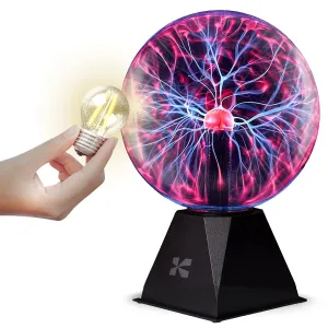 Katzco Plasma Ball - Scientific Set With A Lightning Charged Bulb - Nebula, Lightning