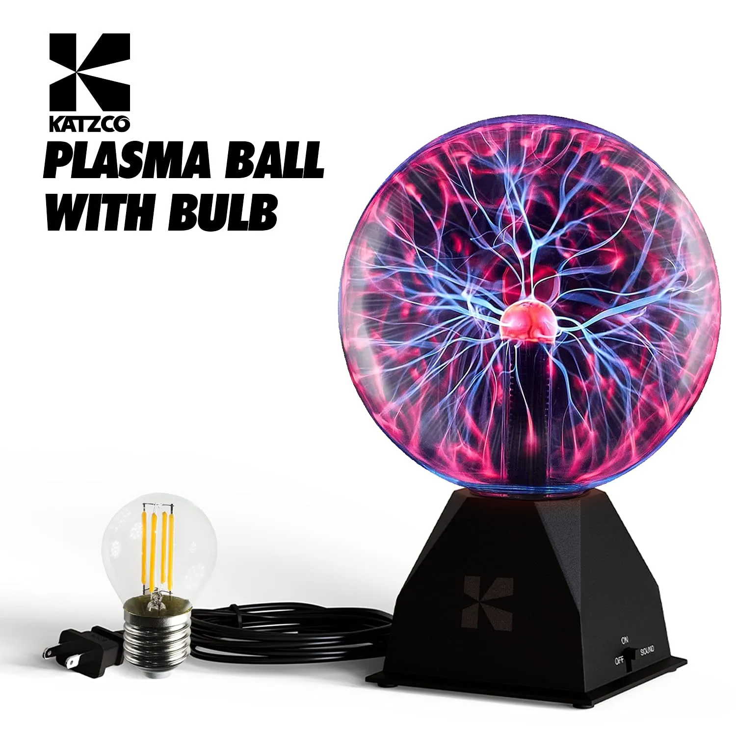 Katzco Plasma Ball - Scientific Set With A Lightning Charged Bulb - Nebula, Lightning