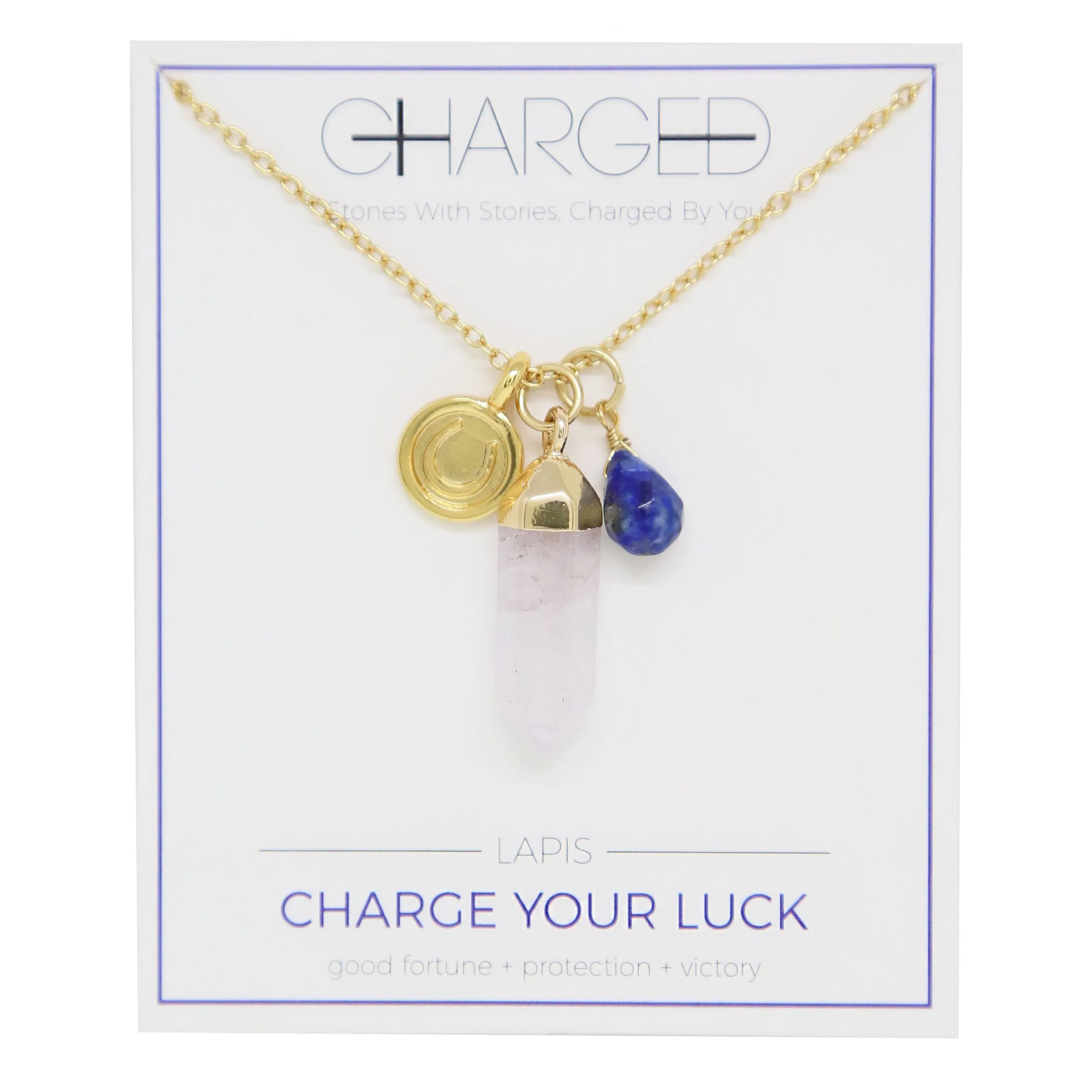 Lapis & Gold Charm Necklace