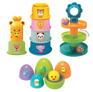 Magicwand® Plastic Cuppy Shappy 3-in-1 for Baby & Toddlers Educational Toy【Made in India】【18 Months & Up】【Pack of 3 Items】【Multi-Colored】
