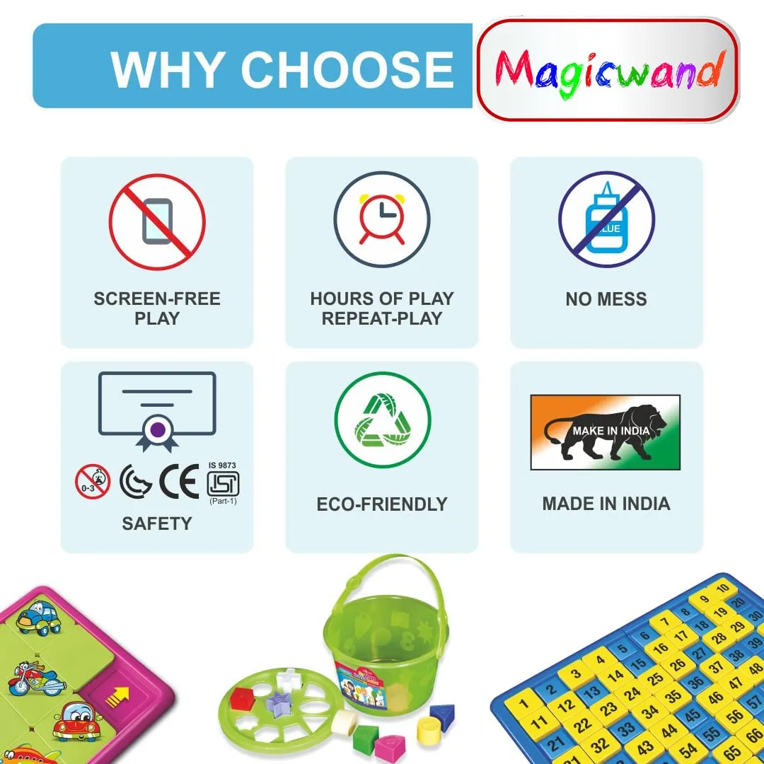Magicwand® Plastic Cuppy Shappy 3-in-1 for Baby & Toddlers Educational Toy【Made in India】【18 Months & Up】【Pack of 3 Items】【Multi-Colored】