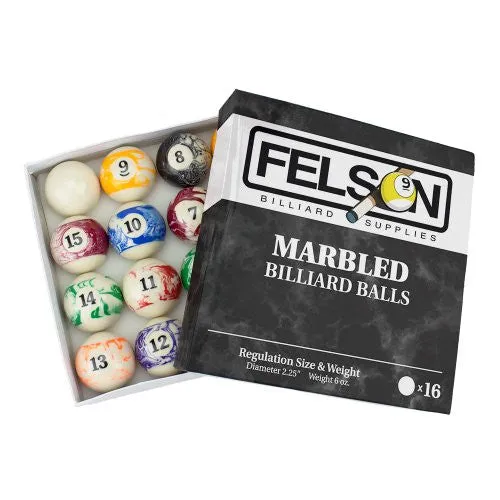 Marbled Pool Table Billiard Ball Set by Felson Billiard Supplies