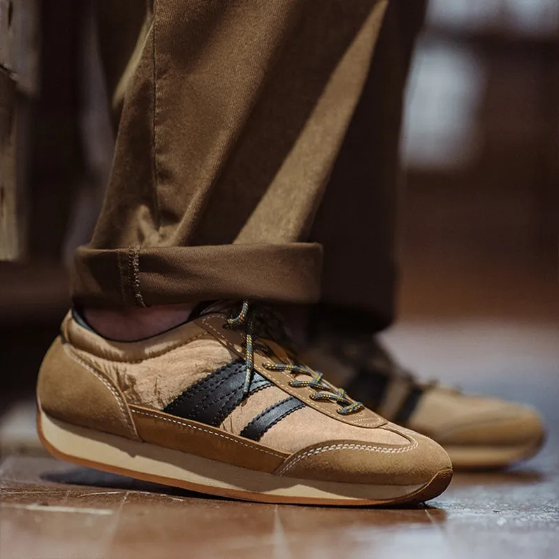 Men Retro Leather Flat Casual Running Sneakers