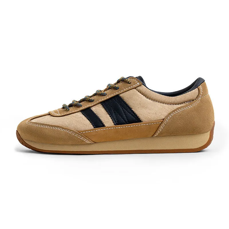 Men Retro Leather Flat Casual Running Sneakers