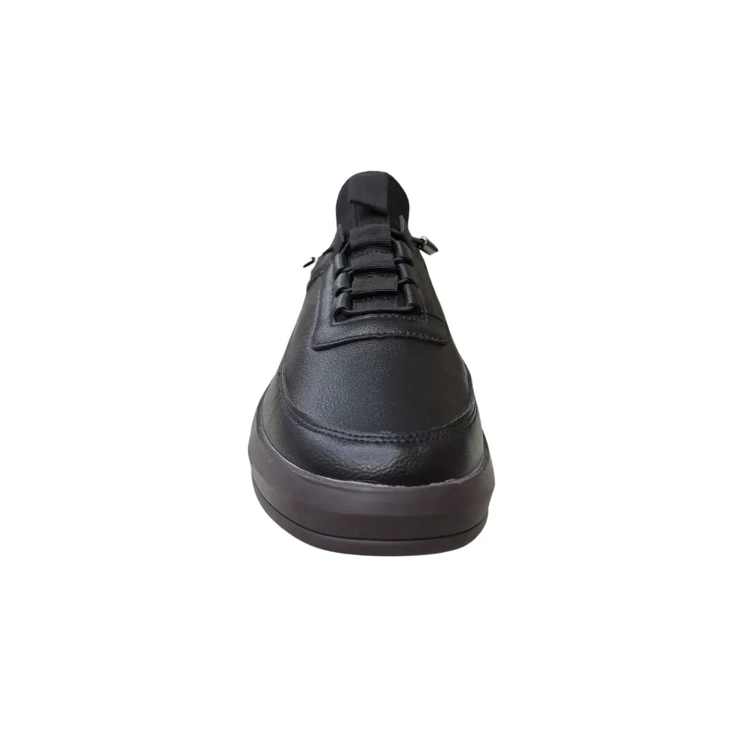 Men’s Black Leather Casual Sneakers – Sleek, Versatile & Comfortable