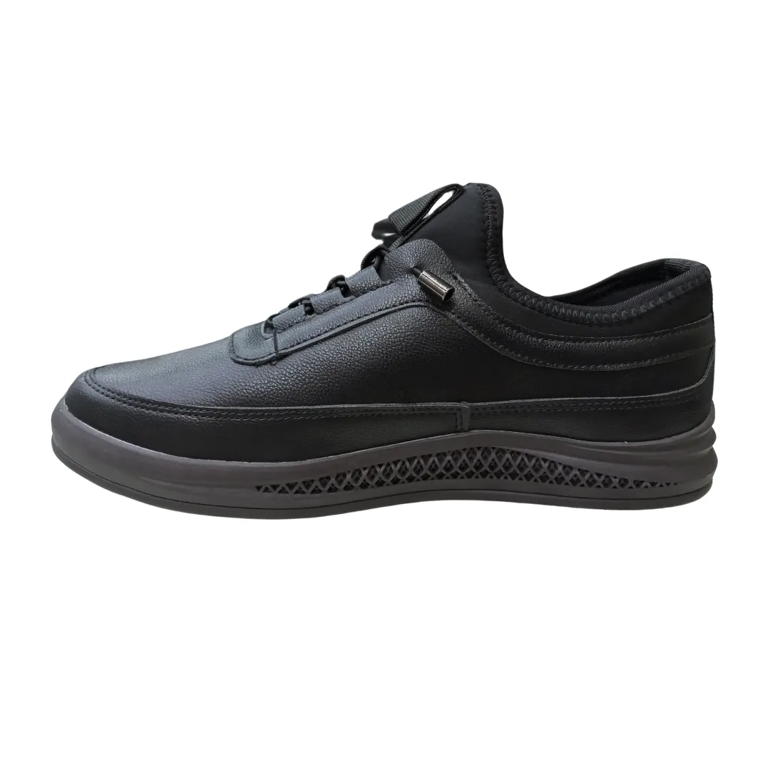 Men’s Black Leather Casual Sneakers – Sleek, Versatile & Comfortable