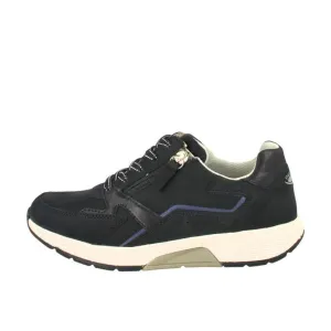 Navy Lace Up Runner With Zip Detailing