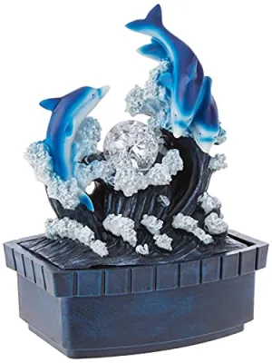 OK Lighting FT-1223/1L 11.50" H Dolphin Table Fountain
