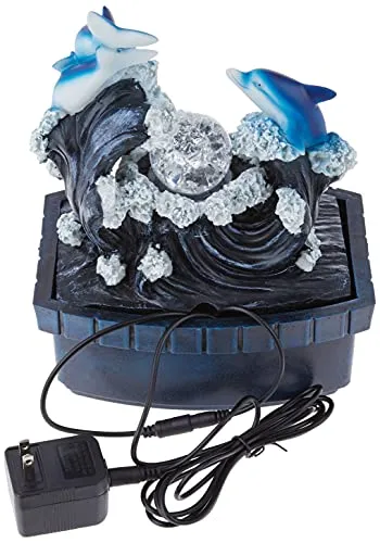 OK Lighting FT-1223/1L 11.50" H Dolphin Table Fountain