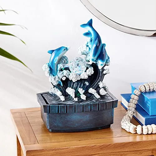 OK Lighting FT-1223/1L 11.50" H Dolphin Table Fountain