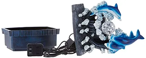 OK Lighting FT-1223/1L 11.50" H Dolphin Table Fountain