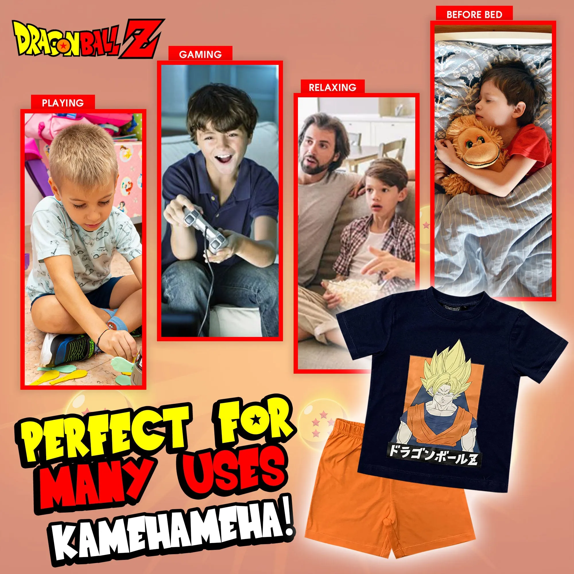 Pigiama bambino Dragon Ball Z maglia e pantalone corto estivo in cotone 6172