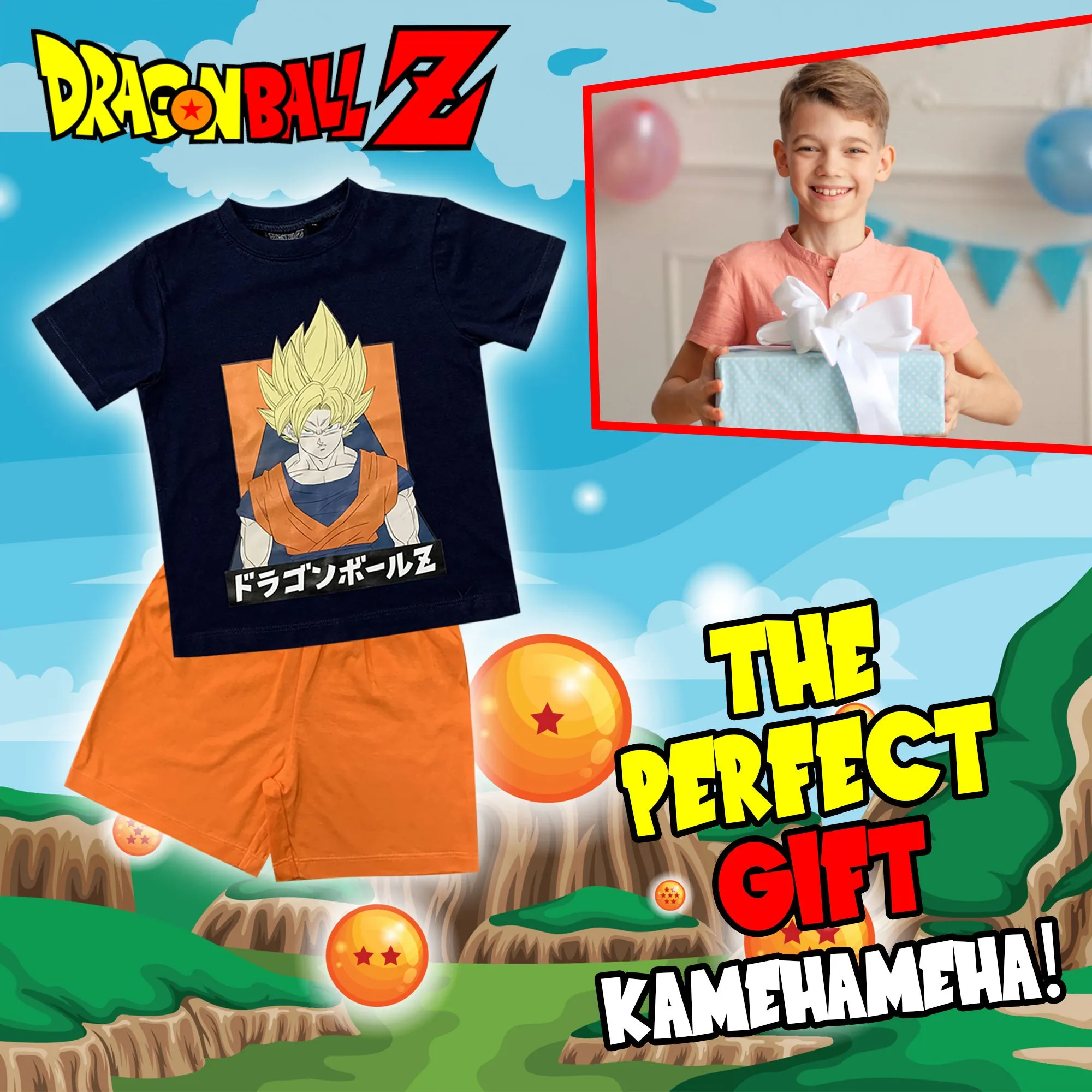 Pigiama bambino Dragon Ball Z maglia e pantalone corto estivo in cotone 6172