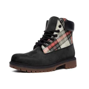 Plaid Accented Casual Leather Lightweight boots TB